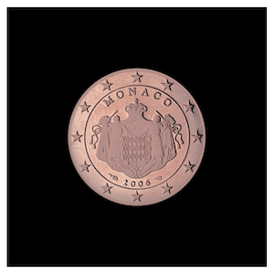 1 ¢ - The coat of arms of the Sovereign Princes of Monaco