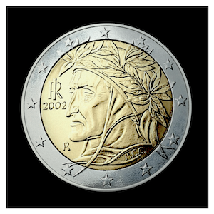 2 € - Portrait of the poet Dante Alighieri